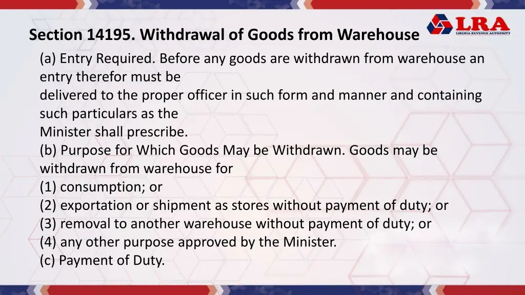 section 14195 withdrawal of goods from warehouse