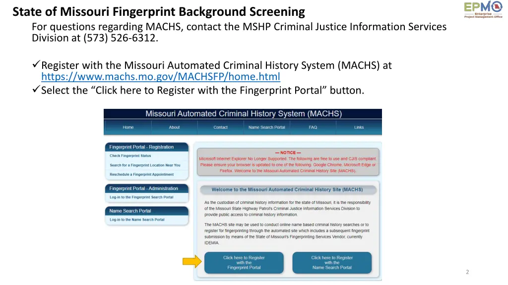 state of missouri fingerprint background