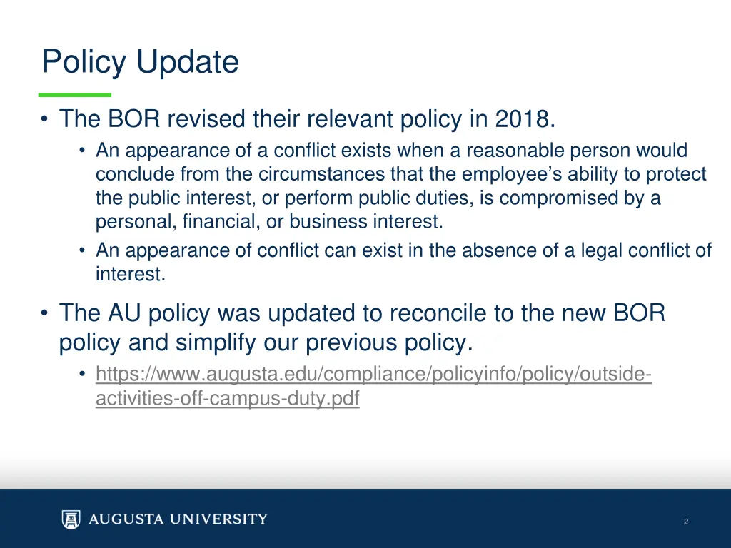 policy update