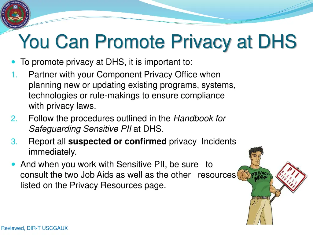 you can promote privacy at dhs