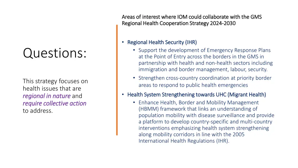 areas of interest where iom could collaborate