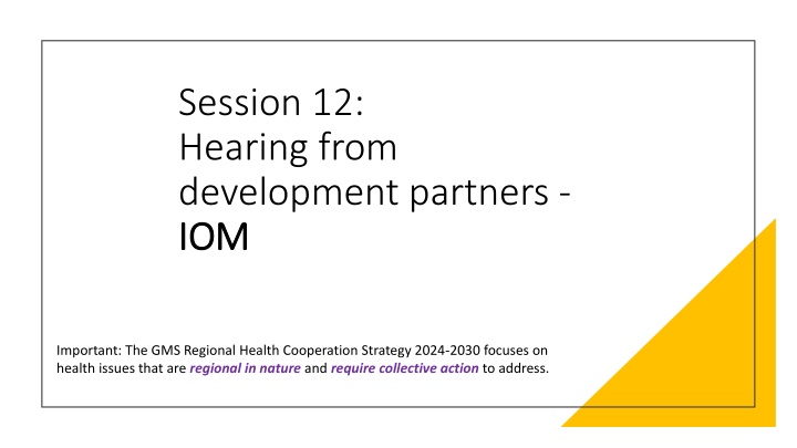 session 12 hearing from development partners