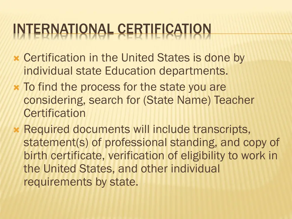 international certification