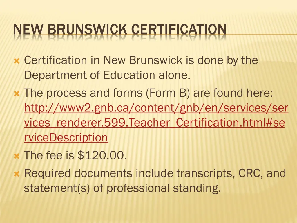 new brunswick certification