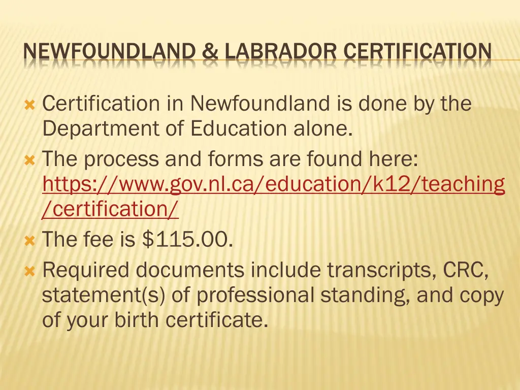 newfoundland labrador certification