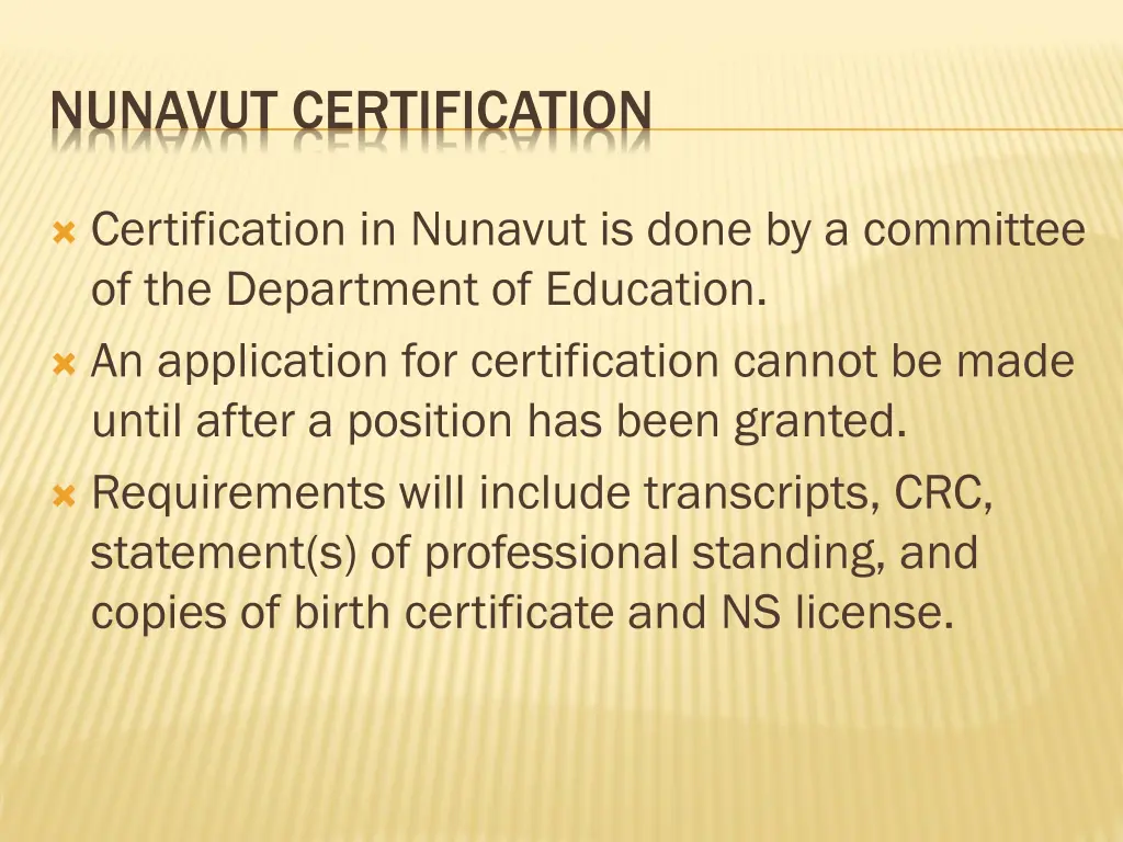 nunavut certification