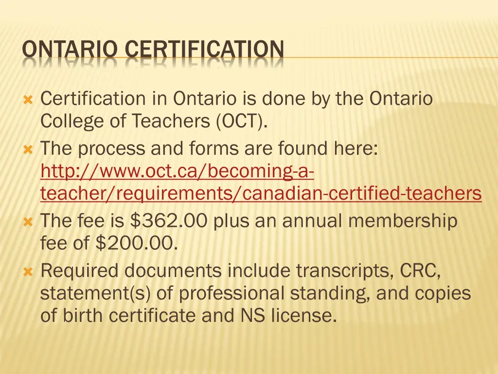 ontario certification