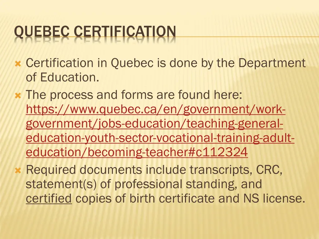 quebec certification