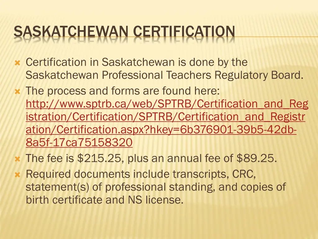 saskatchewan certification