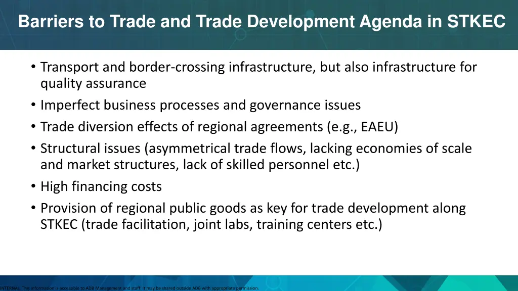 barriers to trade and trade development agenda