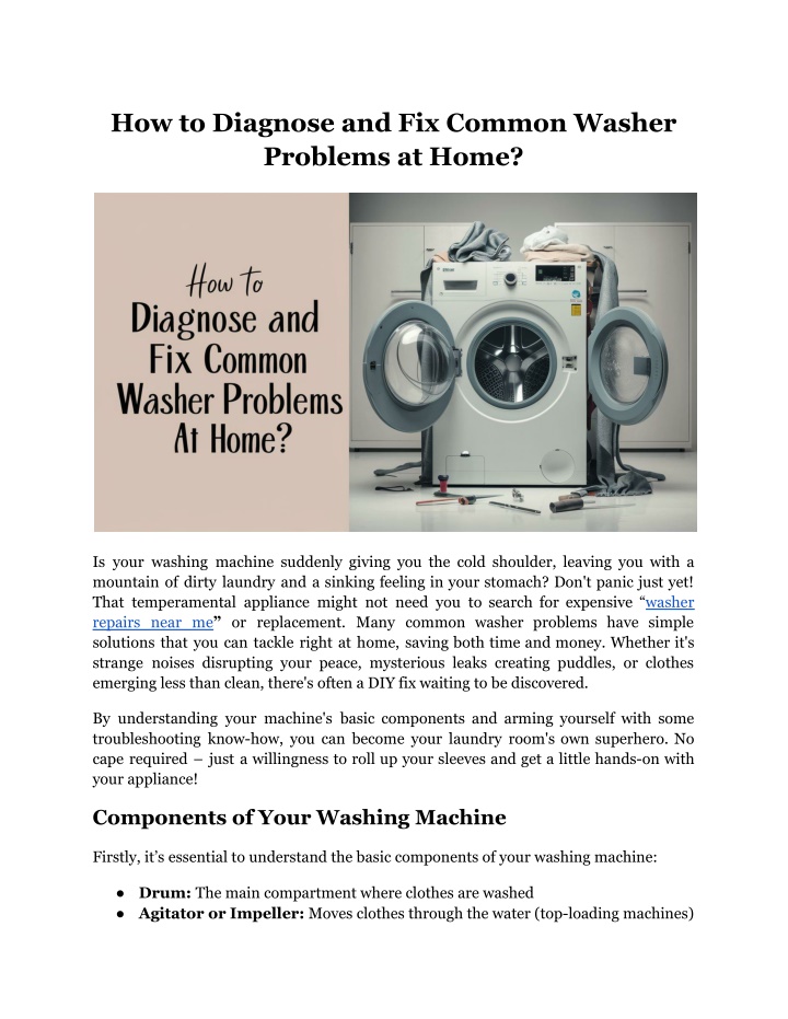 how to diagnose and fix common washer problems