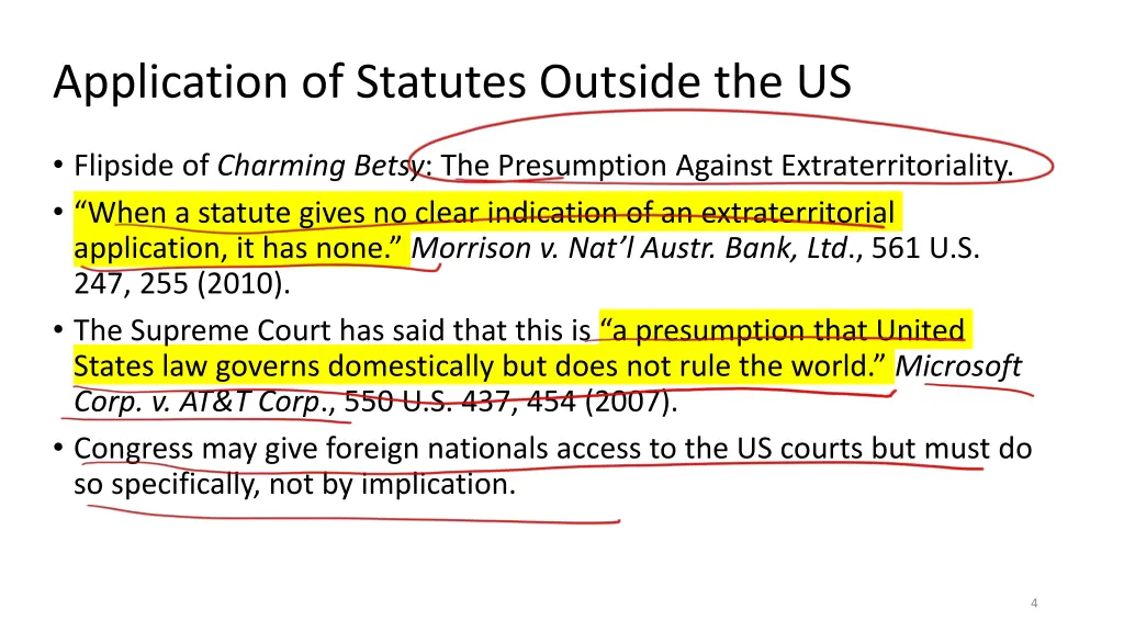 application of statutes outside the us