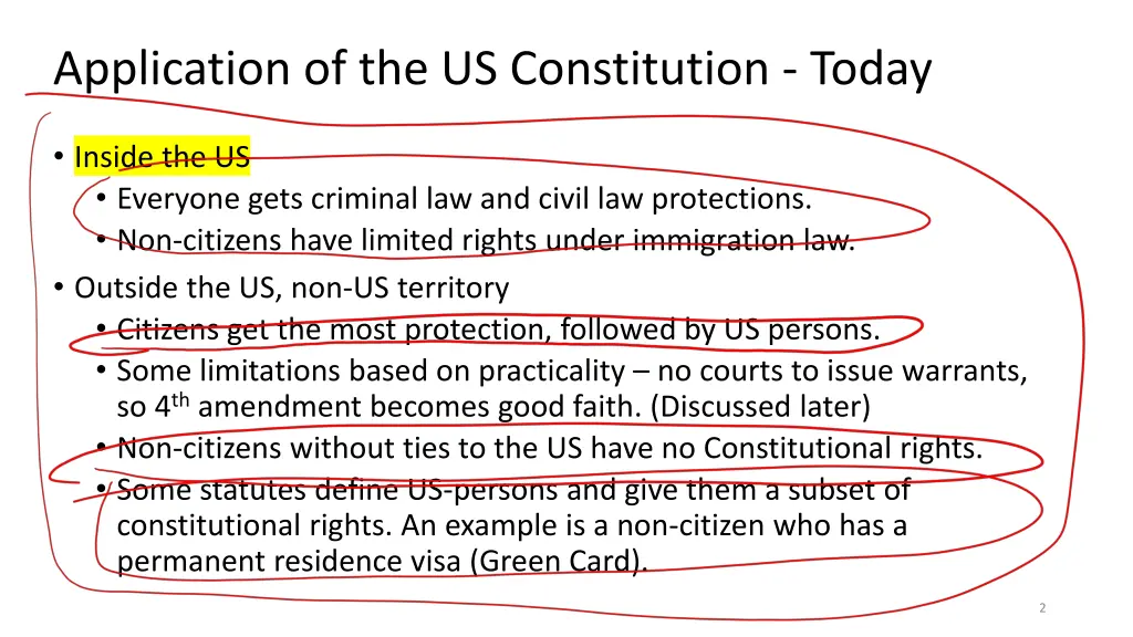 application of the us constitution today