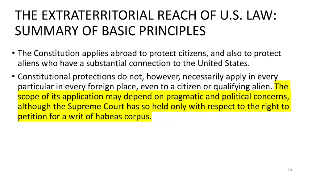 the extraterritorial reach of u s law summary