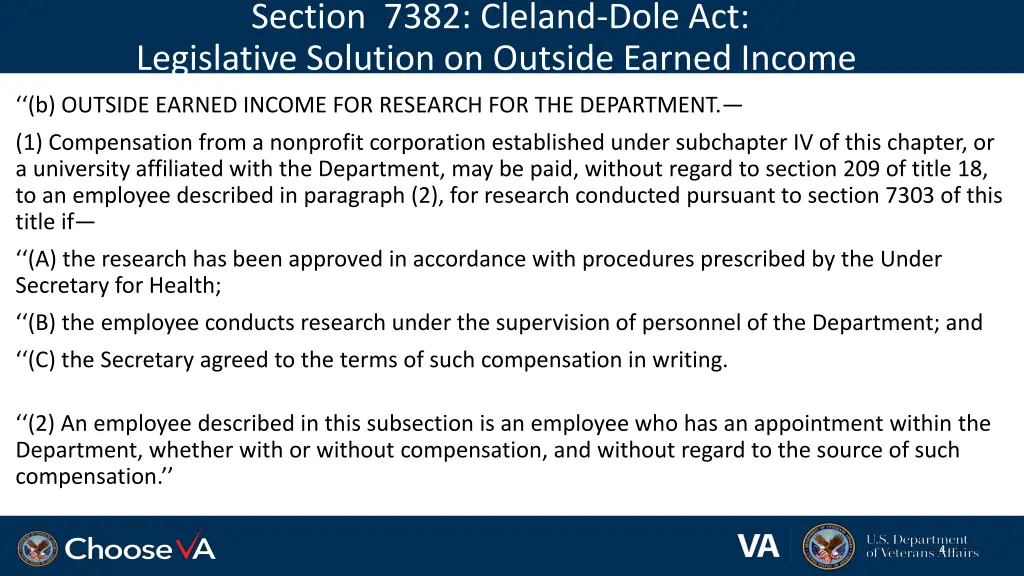 section 7382 cleland dole act legislative