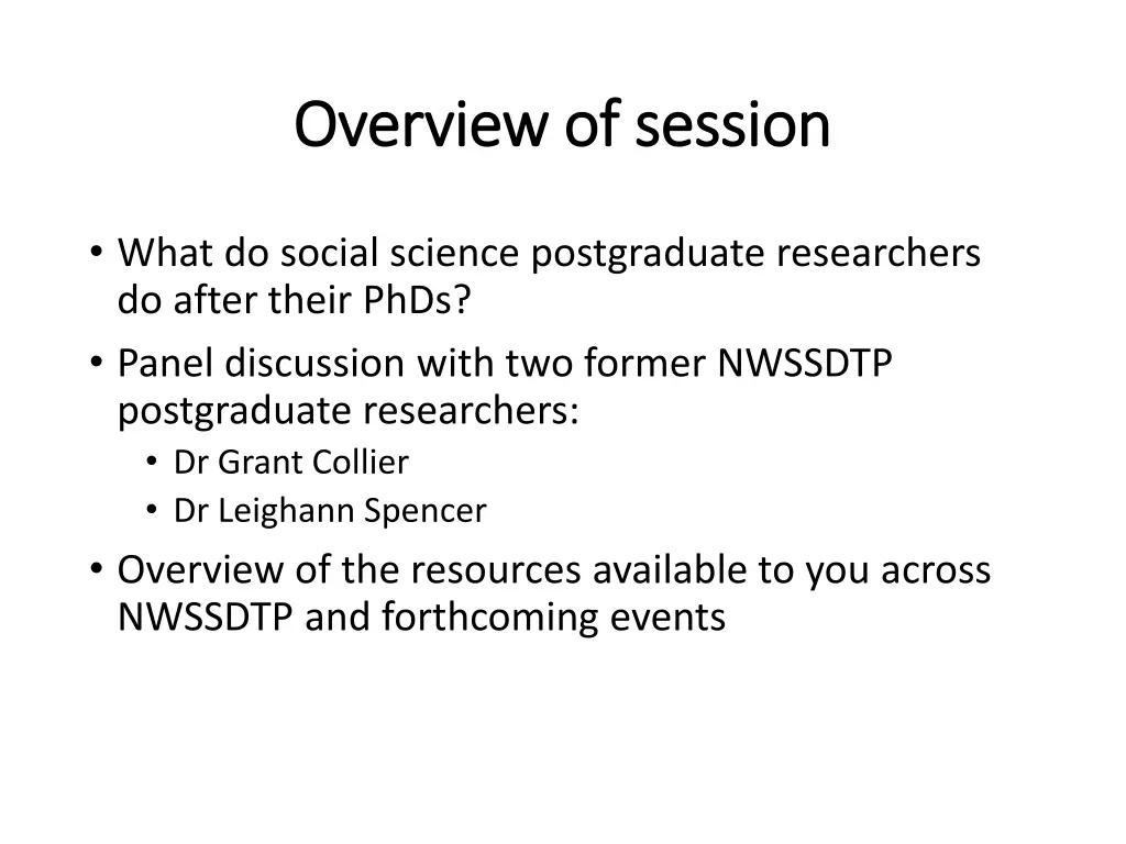 overview of session overview of session