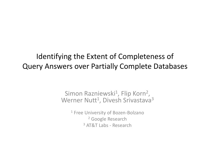 identifying the extent of completeness of query