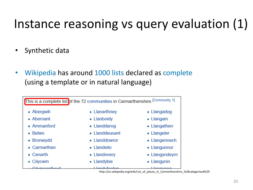 instance reasoning vs query evaluation 1