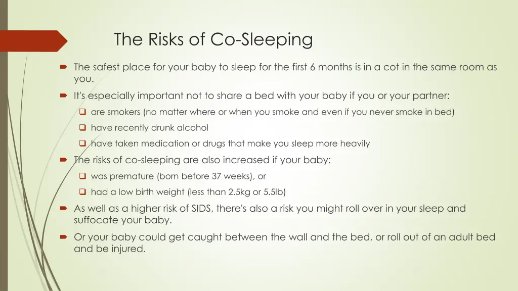 the risks of co sleeping