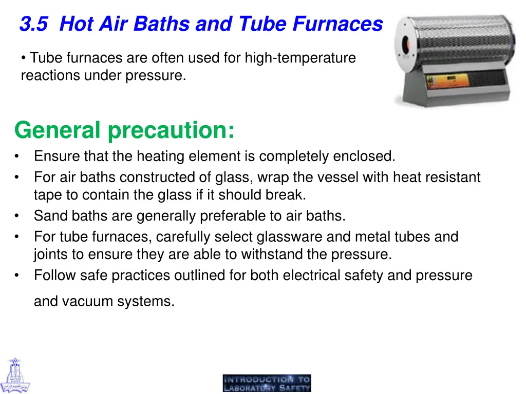 3 5 hot air baths and tube furnaces