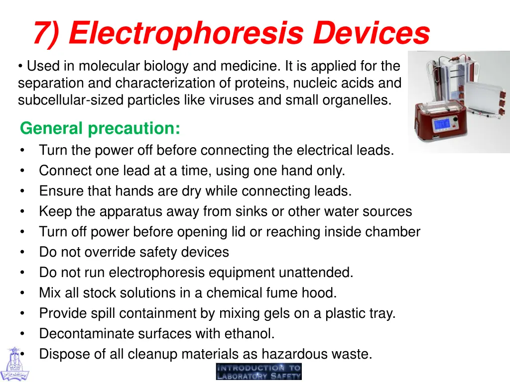 7 electrophoresis devices used in molecular