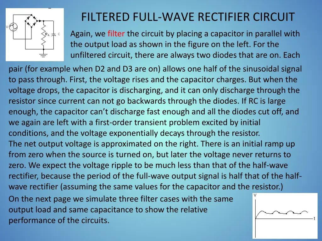 filtered full wave rectifier circuit