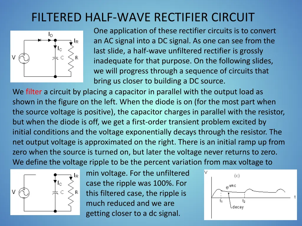 filtered half wave rectifier circuit