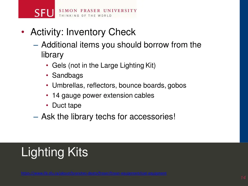 activity inventory check additional items