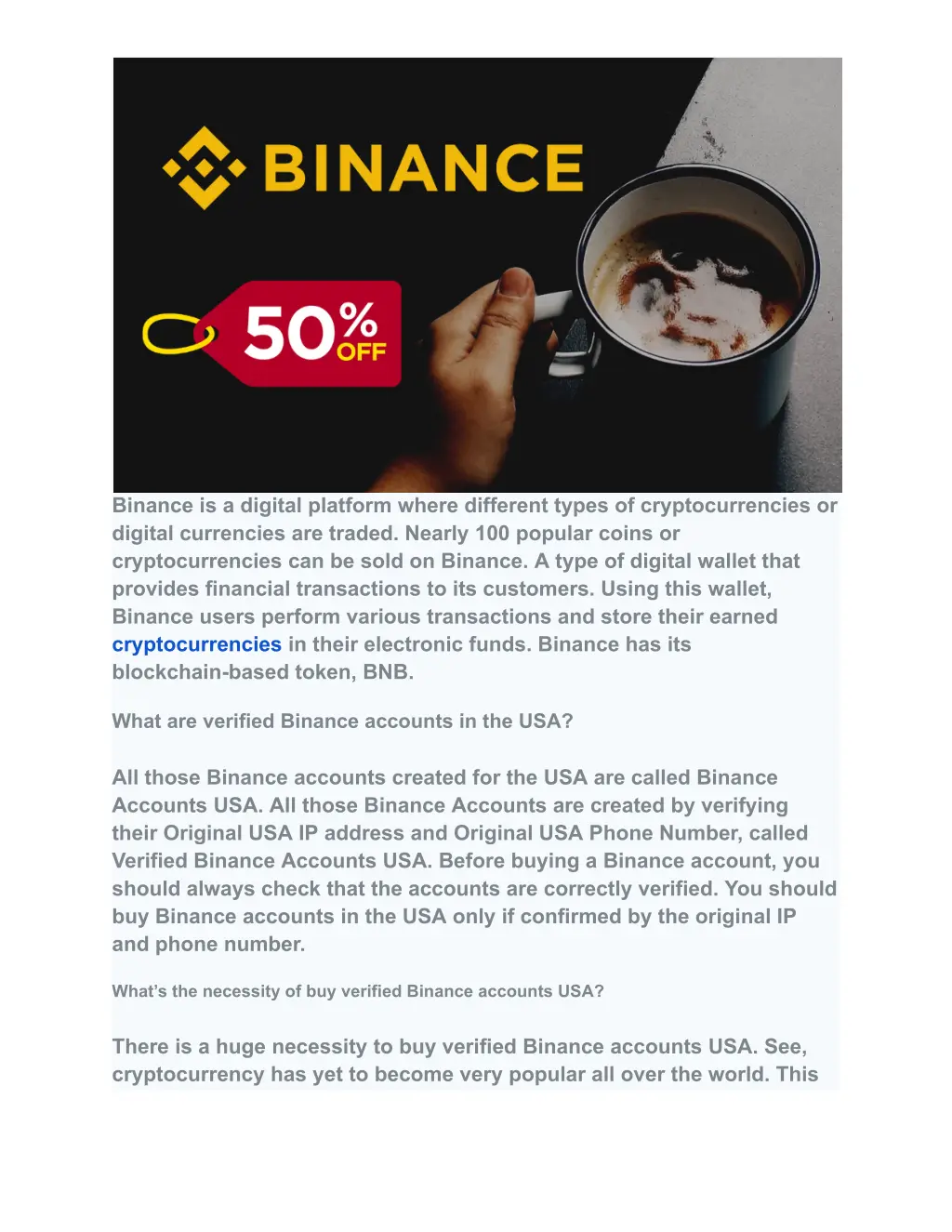 binance is a digital platform where different