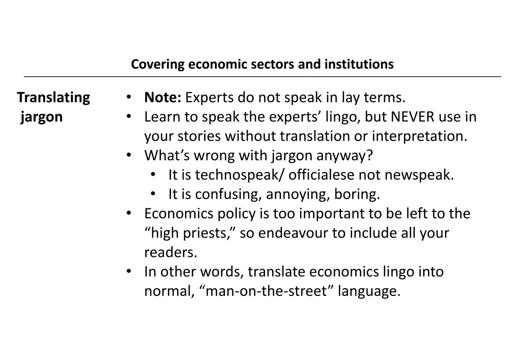 covering economic sectors and institutions 2