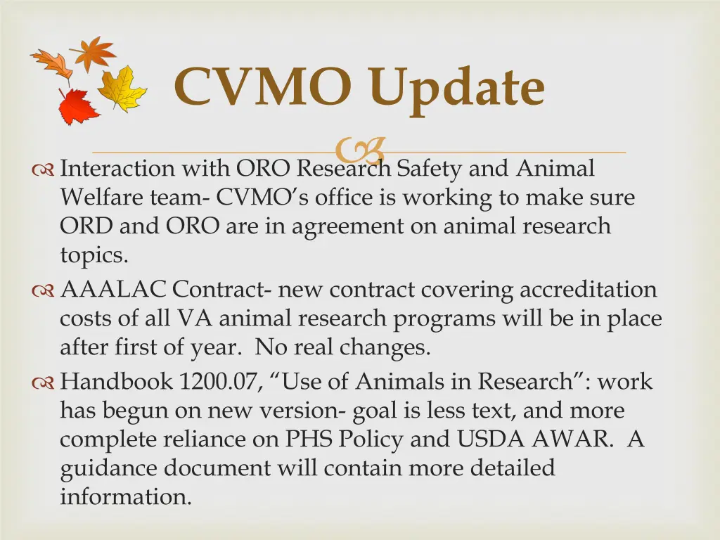 cvmo update