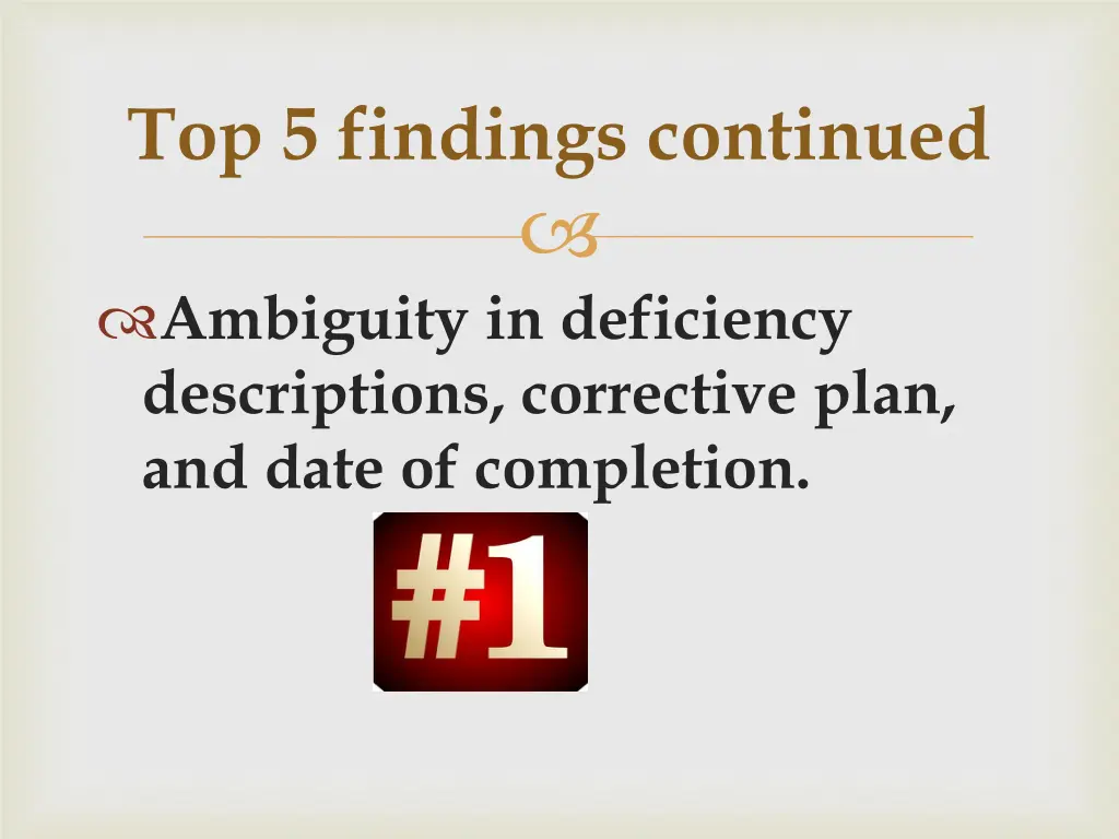 top 5 findings continued 1