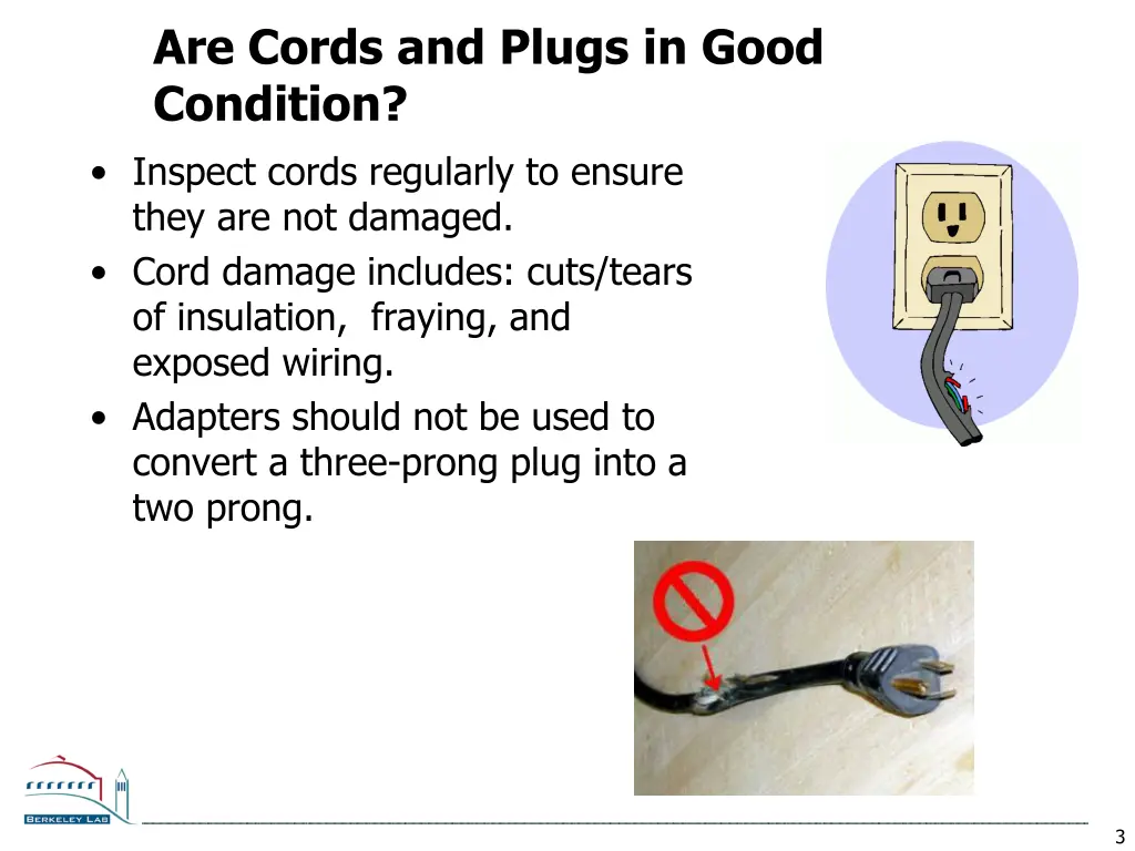 are cords and plugs in good condition inspect