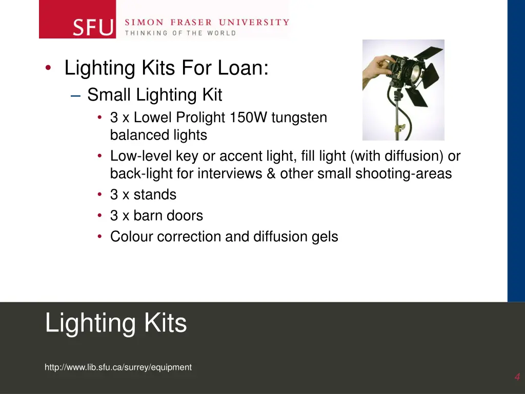 lighting kits for loan small lighting