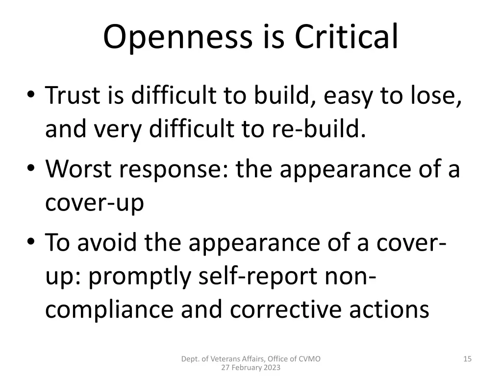 openness is critical