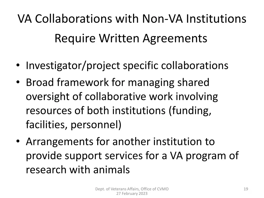 va collaborations with non va institutions