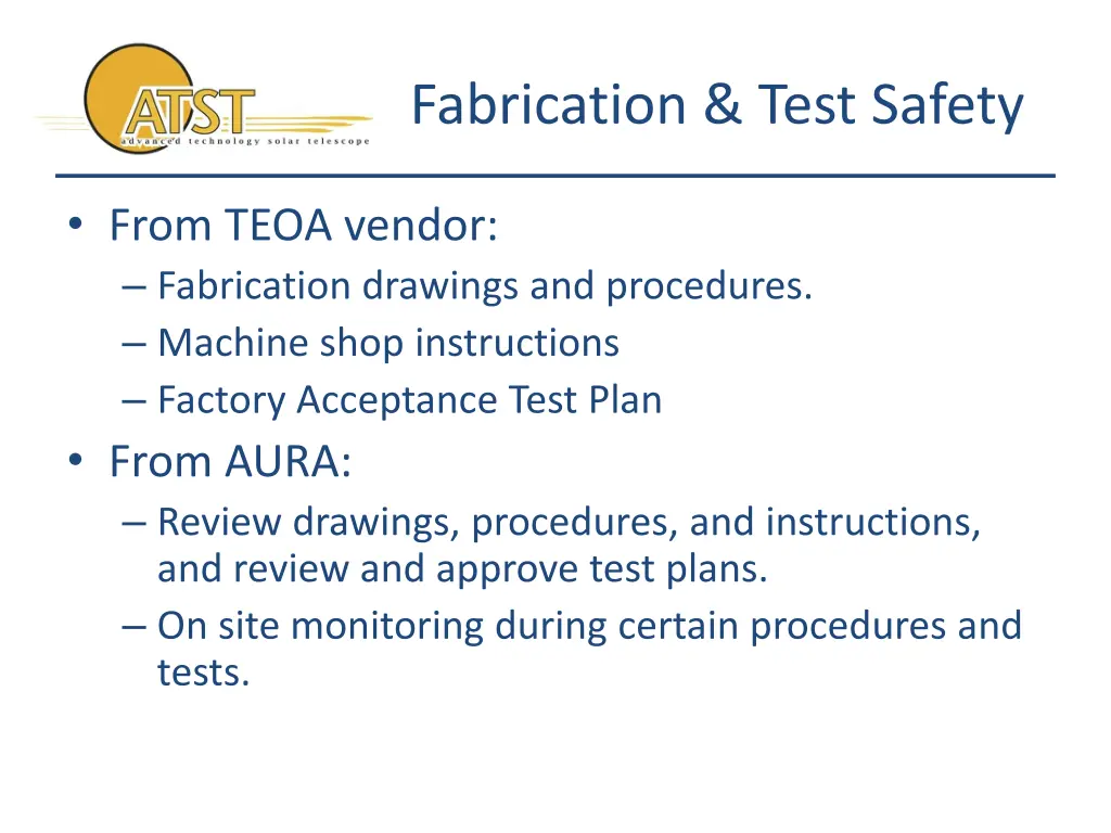 fabrication test safety