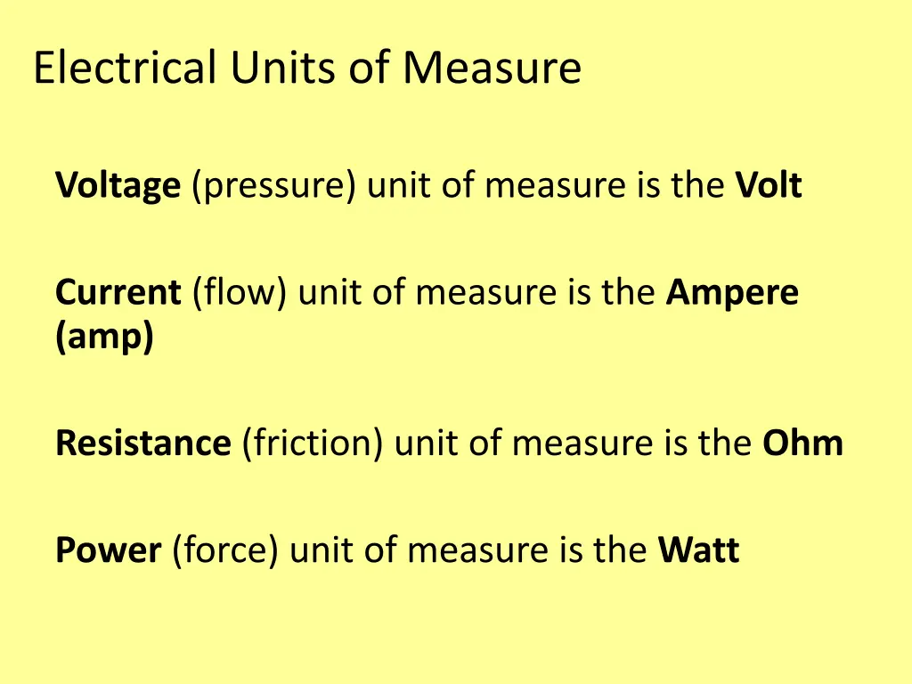 electrical units of measure