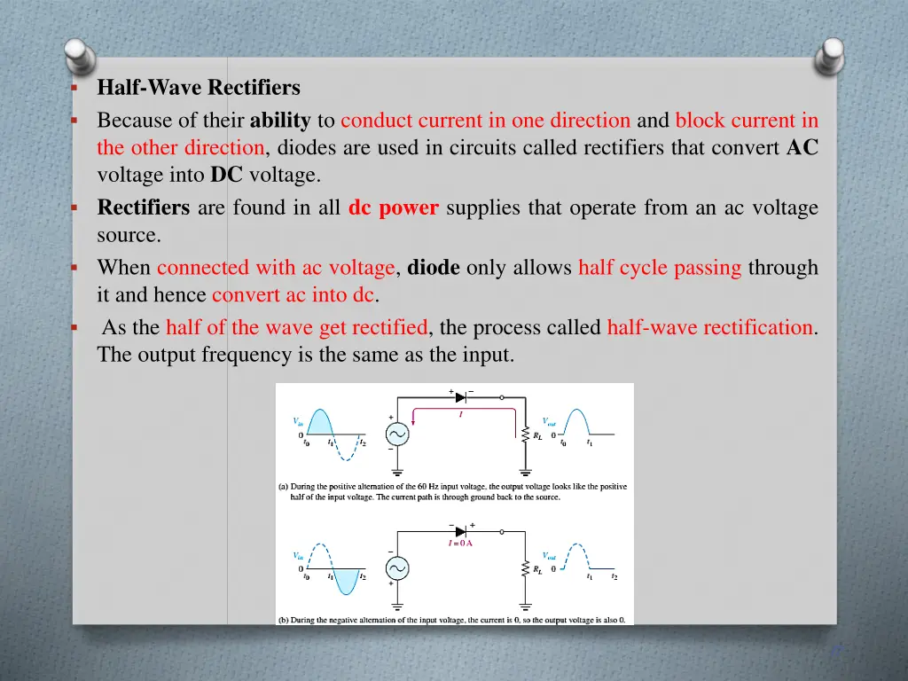 half wave rectifiers because of their ability