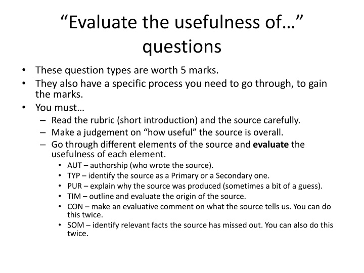 evaluate the usefulness of questions