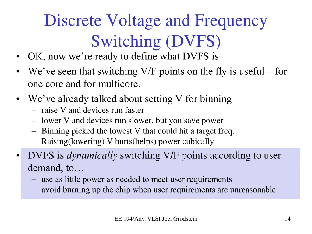 discrete voltage and frequency switching dvfs