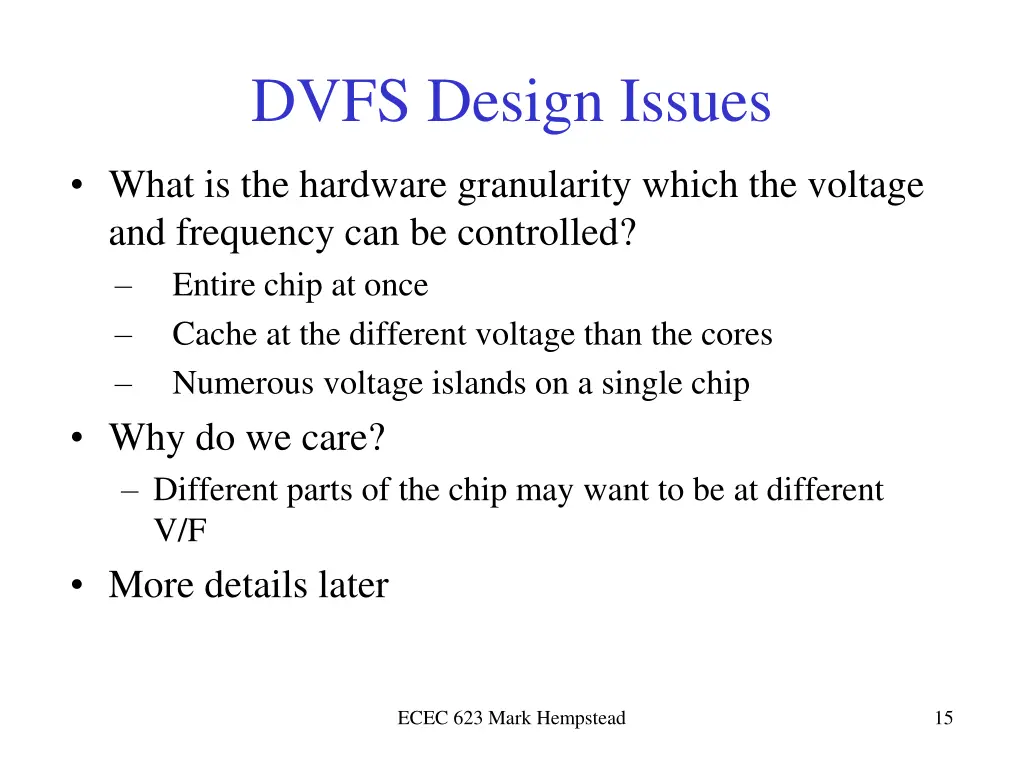 dvfs design issues