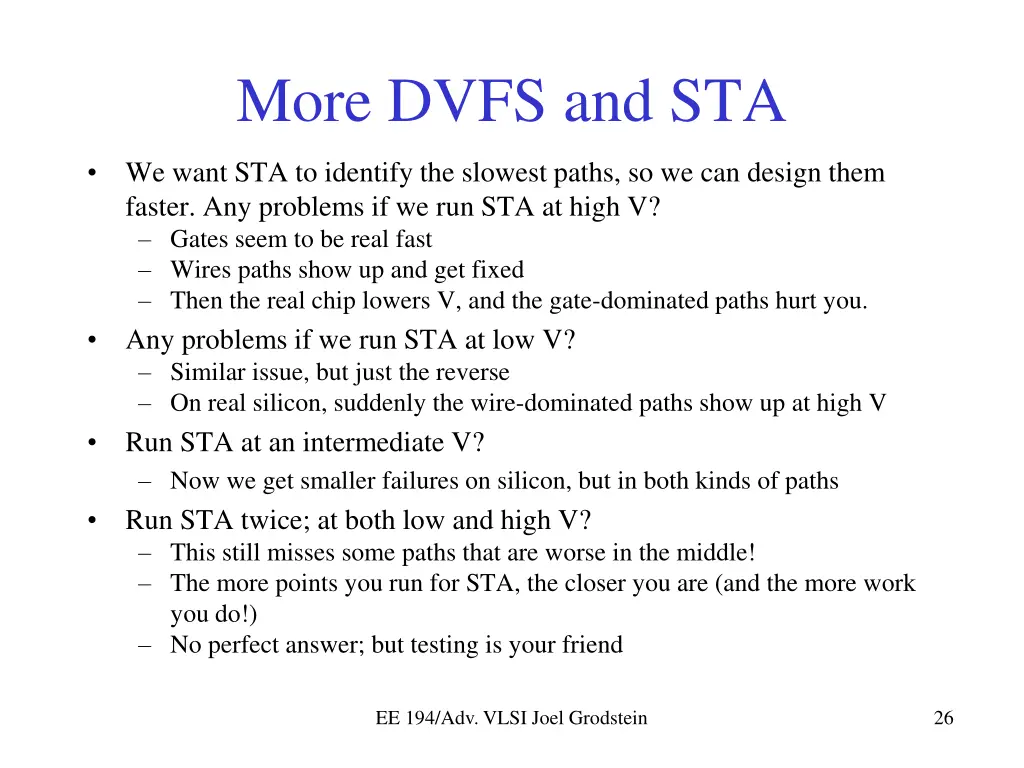 more dvfs and sta