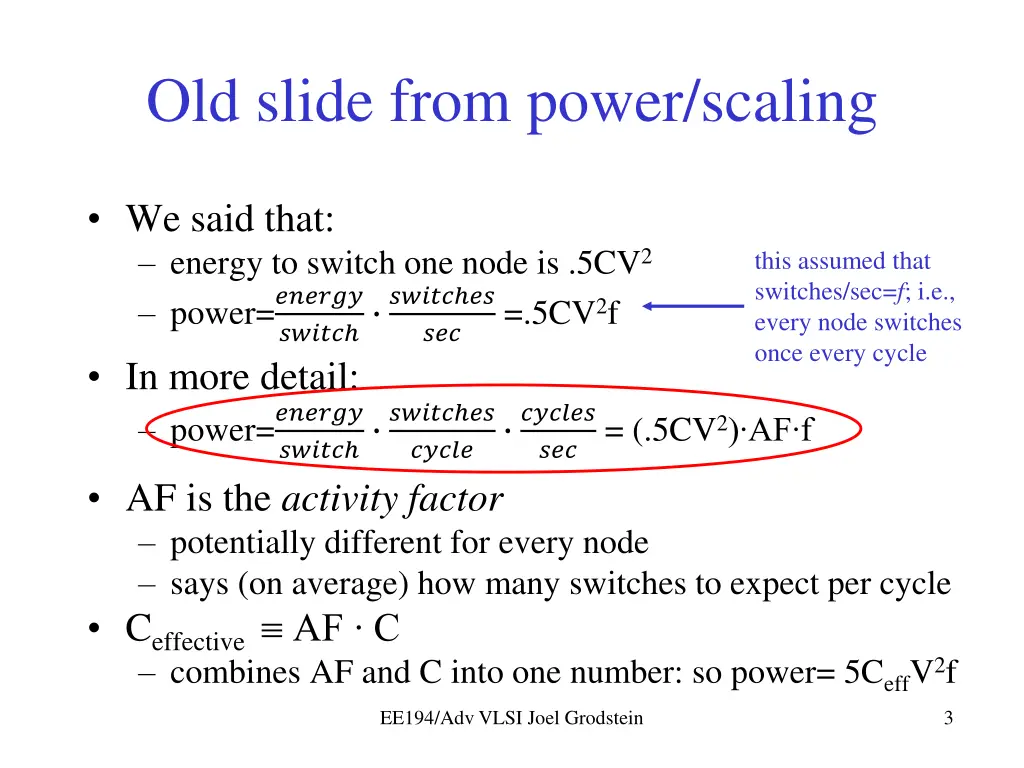 old slide from power scaling