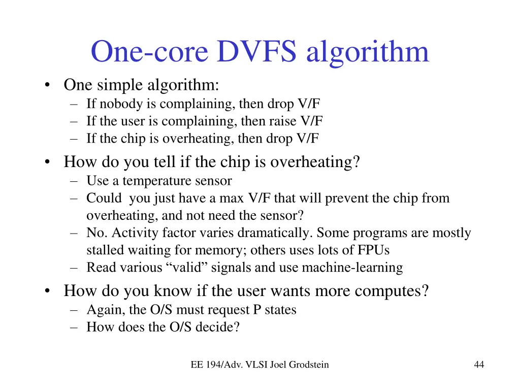 one core dvfs algorithm one simple algorithm