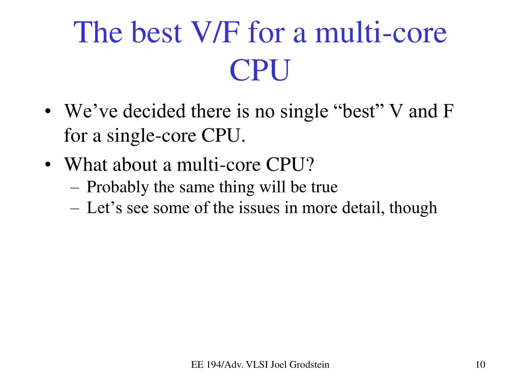 the best v f for a multi core cpu