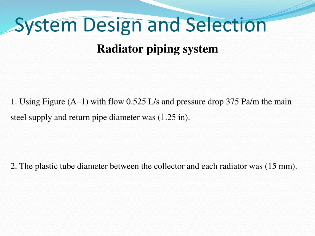 system design and selection radiator piping system