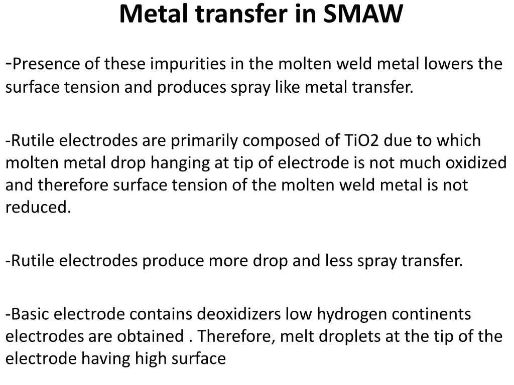 metal transfer in smaw