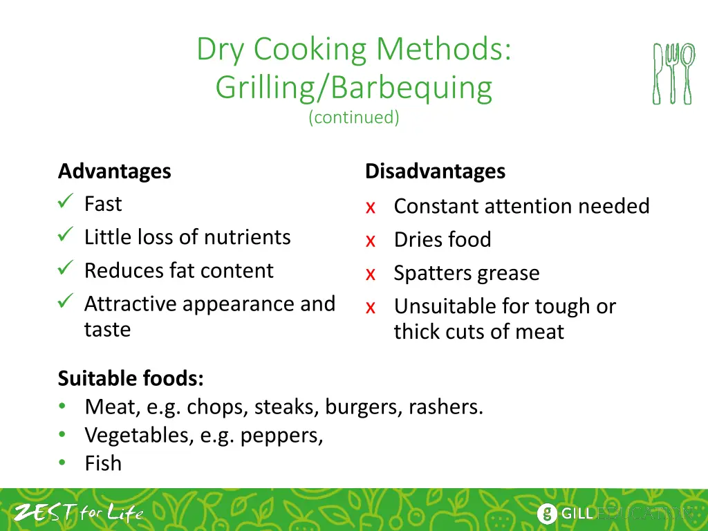 dry cooking methods grilling barbequing continued