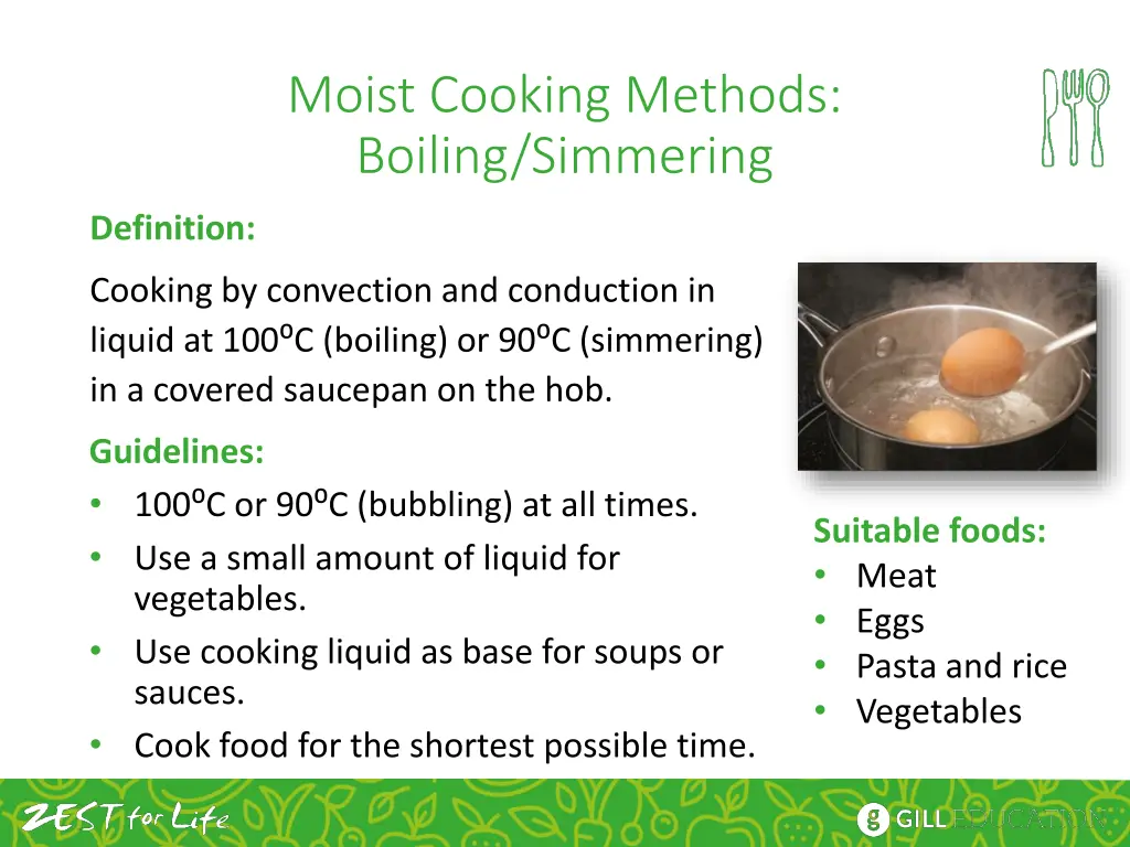 moist cooking methods boiling simmering